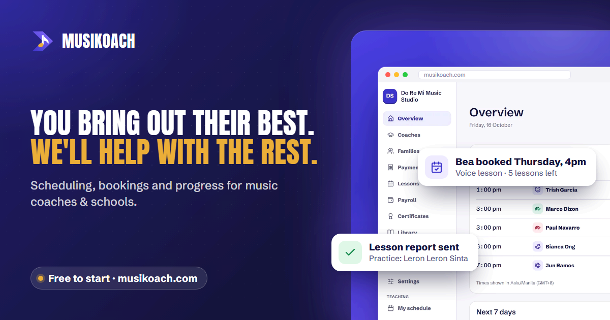 Music Lesson Scheduling & Studio Software · MusiKoach