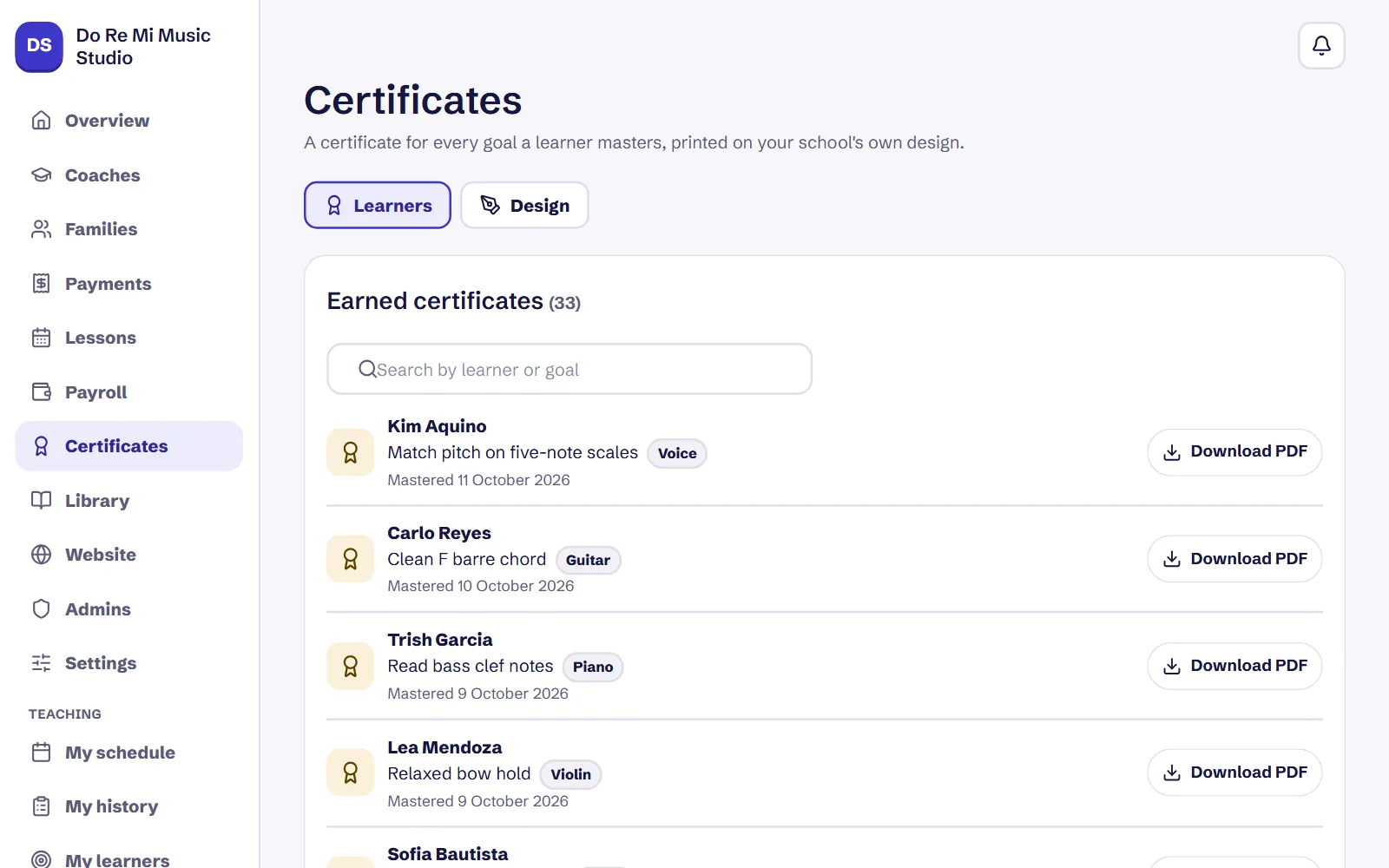 Certificates ready to download.